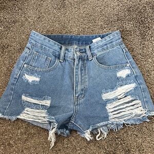 SHEIN Blue Distressed Jean Shorts